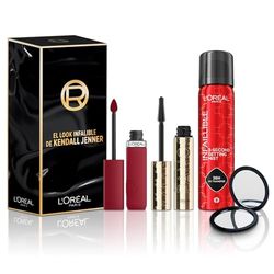 L'Oreal Paris Make-up Designer Preferiti Kendall Jenner Panorama mascara, Infaillible Spray Fissatore e Infaillible Matte Resistance Lip Tonalità 400