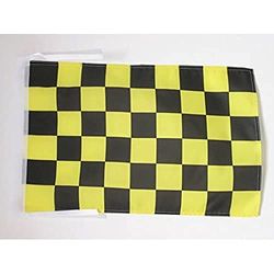 AZ FLAG Drapeau Damier Noir et Jaune Or Avalanches 45x30cm - PAVILLON à damiers 30 x 45 cm Haute qualité