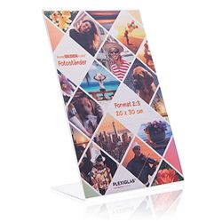 Photo Stand (Picture Frame) in Photo Format 20 x 30 cm Photo Stand as Crystal Clear Picture Stand, Photo Frame, Frameless Picture Holder as Stand Made of Plexiglas for Your Favourite Photos and