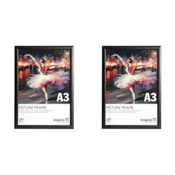Hampton Frames BLACKWOOD Pine Poster Certificate Photo Frame Acrylic (Non Glass) Black A3 30x42cm A3 BLW3042BBLKX (Pack of 2)