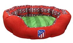 ATLETICO DE MADRID - Cama para Mascotas, Perros, Gatos, Conejos, Talla L, 3 Tamaños Disponibles, Forma de Estadio, Cojín Independiente, Producto Oficial (CyP Brands)