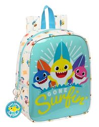 BABY SHARK SURFING Sac à dos pour enfants de différents âges, pratique et polyvalent, 22 x 10 x 27 cm, Bleu et blanc, bleu/blanc, Estándar, Décontracté