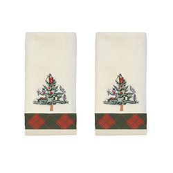 Spode Christmas Tree Collection, Cotton, Red Tartan, 2pc Fingertip Towels