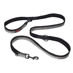 Guinzaglio a doppia estremità HALTI - guinzaglio da addestramento con imbottitura in neoprene, tessuto catarifrangente 3M e lunghezza regolabile. Ideale per cani piccoli e medi (taglia S, nero)