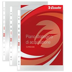 Esselte Buste Perforate Deluxe, in PPL Lucido, per Archiviare e Conservare Documenti in Formato A4, Confezione da 50 Buste, 395009300