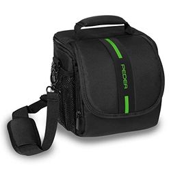 PEDEA Capa para câmaras SLR Essex com cobertura para a chuva, bolsos para acessórios e alça para o ombro/tamanho M, preto/verde