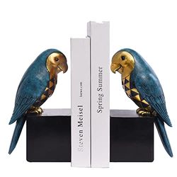 Kakizzy Sujetalibros Decorativos de Loros para estantes, Tope de Libros de Animales, sujetalibros Retro para Libros Pesados, Figuras de pájaros para Interiores, Amantes de los Libros