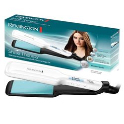 Remington Lisseur Cheveux [Soin Brillance & Douceur] Shine Therapy (Plaques larges, Céramique, Soin huile d'argan marocaine & vitamine E, Ecran LCD, 150-230°C) Fer à Lisser S8550