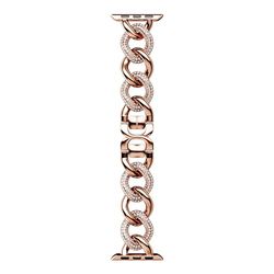 Swarovski Cinturino a catena scintillante, per Apple Watché 40 mm e 41 mm, tonalità oro rosa, finitura tonalità oro rosa
