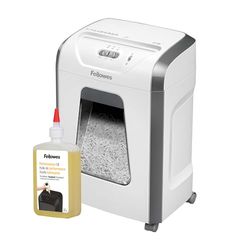 Fellowes Distruggi documenti a frammento FS-12C, 12 fogli, per casa e piccolo ufficio & Olio per Distruggi Documenti, per Tritacarte a Frammento e Striscia, 355 ml - Olio Lubrificante con Beccuccio