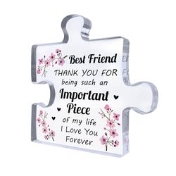 RED OCEAN Gifts For Best Friend Acrylic Puzzle Piece Friendship Gifts From Best Friend Birthday Gifts Best Friend, Gifts Christmas Thank You Presents for Best Friend Friendship Sign Keepsake