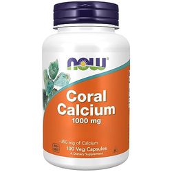 Now Foods, Coral Calcium, 1000mg, Altamente Dosato, Calcio Corallino, 100 Capsule vegane, Testato in Laboratorio, Senza Glutine, Senza Soia, Non OGM, Vegetariano