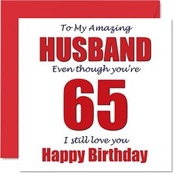 Grappige 65e verjaardagskaarten voor echtgenoot - 65 I Still Love You - Gelukkige verjaardagskaart voor echtgenoot van echtgenote partner, vijfenzestig vijfenzestig manlief plagergeschenken, 145 mm x