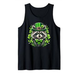 Día de San Patricio Mapache irlandés Leprechaun Saint Paddys Camiseta sin Mangas