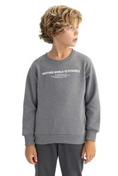 DeFacto Knitted Sweat Shirt voor jongens, antraciet, 9-10 Jaar