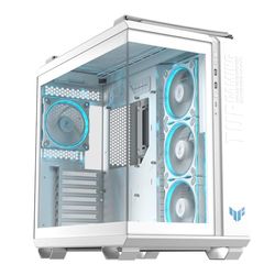 ASUS TUF Gaming GT502 Horizon ARGB (Blanc) – Boîtier PC ATX Gaming (Double Chambre indépendantes pour CPU et GPU, Conception panoramique, Panneaux latéraux sans Outils, USB Type-C à l’Avant​)