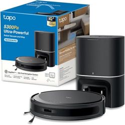 Tapo Aspirateur Robot Laveur 2 en 1 RV20Max Plus, Vidage Automatique, Silencieux Ultra Fin, Ultra puissante de 5300Pa, Navigation LiDAR, Auto-Charge Autonomie 180min, Tapis et Poils d'animaux