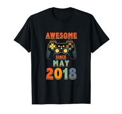 Vintage Impresionante Desde Mayo 2018 6th Birthday Gamer Camiseta