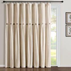 Lush Decor Rideau de fenêtre à Boutons en Lin (Panneau Simple), 213,4 cm de Long x 254 cm de Large, Lin foncé