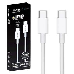 V-TAC Cavo USB-C a USB-C da 1 Metro per Smartphone, Iphone 15 PRO, Computer, Tablet – Power Delivery 60W - Cavo Type-C per Ricarica Rapida e Trasmissione Dati – Compatibile Iphone e Samsung