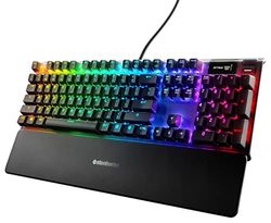 SteelSeries Apex 7 - Teclado mecánico para gaming – Smart Display OLED – Retroiluminación LED RGB - Interruptores azul - Teclado americano (QWERTY)