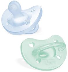 Chicco PhysioForma Fopspeen van siliconen, 2-6 maanden, 2 stuks, 2-6 maanden, ondersteunt de fysiologische ademhaling en bevordert de juiste ontwikkeling van de mond, lichtblauw