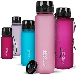 720°DGREE Water Bottle 650ml "uberBottle" +Fruit-Sieve, softTouch - Waterfles BPA-Free, Lekvrij, Herbruikbaar - Lichte Drinkfles, Sportfles voor Kinderen, School, Sport, Camping, Outdoor, Travel
