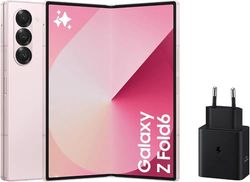 Samsung Galaxy Z Fold6 256 GB + Cargador - Teléfono Móvil con IA, Smartphone Android Libre, Cámara 50 MP, Pantalla Grande, Batería de Larga Duración, Rosa (Versión Española)