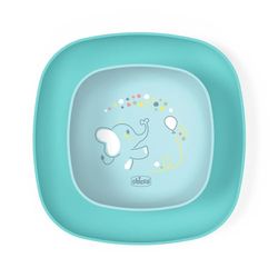 Chicco Children's Meal Set, Weaning Meal Set with 1 Flat Plate and 1 Bowl, 2 Pieces, Stackable Dish Set, Space Saving, 12+ Months, Light Blue