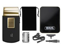 Wahl Travel Shaver Gold Edition Rasoio elettrico cordless e ricaricabile per uomo, ottimo per i viaggi, per tagliare capelli e barba, compatto e portatile