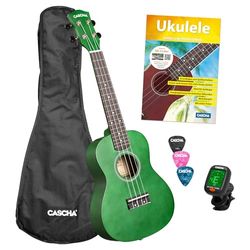 Concert Ukulele Linden Green Set (incl. tas, 3 picks, boek, tuner)