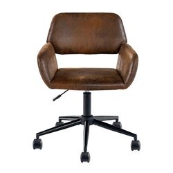 39F FURNITURE DREAM Chaise de Bureau pour Enfant en suède – Pivotante à 360°, Hauteur réglable, accoudoirs rembourrés et roulettes