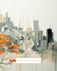 Composition Notebook | City in the Nature: Autumnal Design ( QR4) | Font Design 2 | Quad Ruled 4x4 | 160 Pages | 7.5" x 9.25"