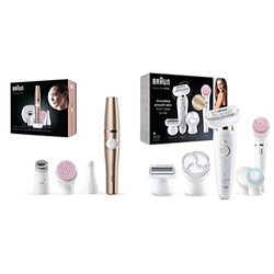 Braun FaceSpa Pro Depiladora Facial Mujer Todo en 1 con Cepillo de Limpieza + Silk-épil 9 Flex Depiladora Mujer con Cabezal Flexible y Tecnología SensoSmart, Kit de Belleza