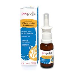 PROPOLIA - Spray Nasal Purifiant - Propolis Bio / Sel de Camargue / Eucalyptus Bio / Thym Bio - Assainit et dégage les voies nasales - Enfants et adultes - Fabriqué en France - 20 ml
