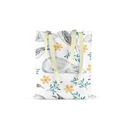 Bonamaison Printed Tote Bag, Reusable Grocery Bag, Shopping Bag, Machine Washable, Foldable, Canvas Cloth Bag with Handles, Size: 34x40 Cm