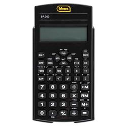 Idena 20137 - Calculatrice scolaire SR 200, écran 10 chiffres, fonctionne sur piles, calculatrice scientifique de poche