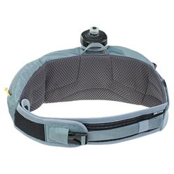 EVOC HIP POUCH PRO höftväska för cykelturer (midjeväska med justerbara remmar inkl. 550 ml dryckesflaska, 2 höftbältesfickor, idealisk verktygspåse, kapacitet: 1,5 L), stålgrå