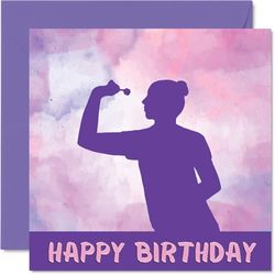 Stuff4 Biglietti di compleanno sportivi per donne e ragazze, con freccette nello sport, biglietto di compleanno per amica, sorella, figlia, nipote, compagno di squadra, 145 mm, per atleti