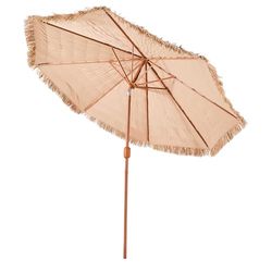 VEVOR Parasol Hawaïen, 2,7 m Parasol Exotique Inclinable avec Toit Chaume PP, 8 Baleines Métalliques, Protection Solaire Extérieure Flexible pour Plage, Terrasse, Bord de Piscine, Jardin, Arrière-cour