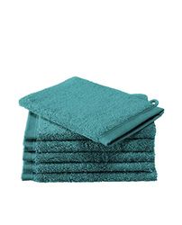 De Witte Lietaer Contessa Luxe Set of 6 Cotton Washcloths, Petrol Green, 16 x 22 cm