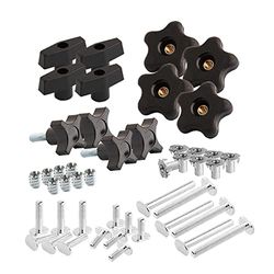 POWERTEC 71174 Kit de botão de pista em T, parafusos roscados e arruelas 5/16-18, conjunto de 46 peças, parafusos de ranhura em T, acessórios de pista em T para modelos e acessórios de carpintaria