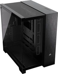 CORSAIR 6500X Media-Torre ATX Caja de PC de Doble Cámara - Cristal Templado Panorámico - Conexión Inversa Compatible con Placa Base - Sin Ventiladores Incluidos - Negro/Aluminio Obsidiana
