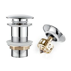 IBERGRIF M20507-1 Drain sink without overflow, anti-obstruction pop-up drainage, chromed brass drain valve, with installation tools