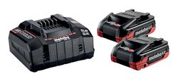 metabo Kit básico - 2 baterías LiHDX de 4,0 Ah, Cargador rápido ASC 145 - Potente, Duradero, tecnología de batería de 18 V, Ideal para Profesionales