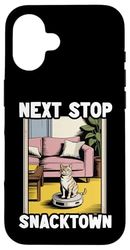 Next Stop Snacktown Cat Robot Vacuum Cleaner Cat Case for iPhone 16