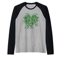Un cuore per piante, cuore, canapa, foglia di canapa, uomo, donna Maglia con Maniche Raglan
