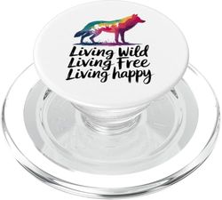 Vivir en libertad Vivir en libertad Lobo feliz PopSockets PopGrip para MagSafe