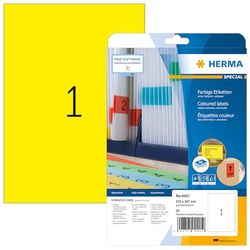 HERMA 4421 Gekleurde etiketten A4 afneembaar (210 x 297 mm, 20 velles, papier, mat) zelfklevend, bedrukbaar, verwijderbaar en opnieuw klevende kleurenlabels, 20 etiketten voor printer, geel