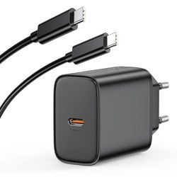 45W Chargeur USB C Secteur Charge Rapide for Samsung Galaxy S24/S23/S22/S21 Ultra/S20/S20+/Note 20/10/9/8/A73/A53/A52/S10/S9, iPhone 16/15 et 2M Câble, Adaptateur Type C Mural Alimentation Prise Noir